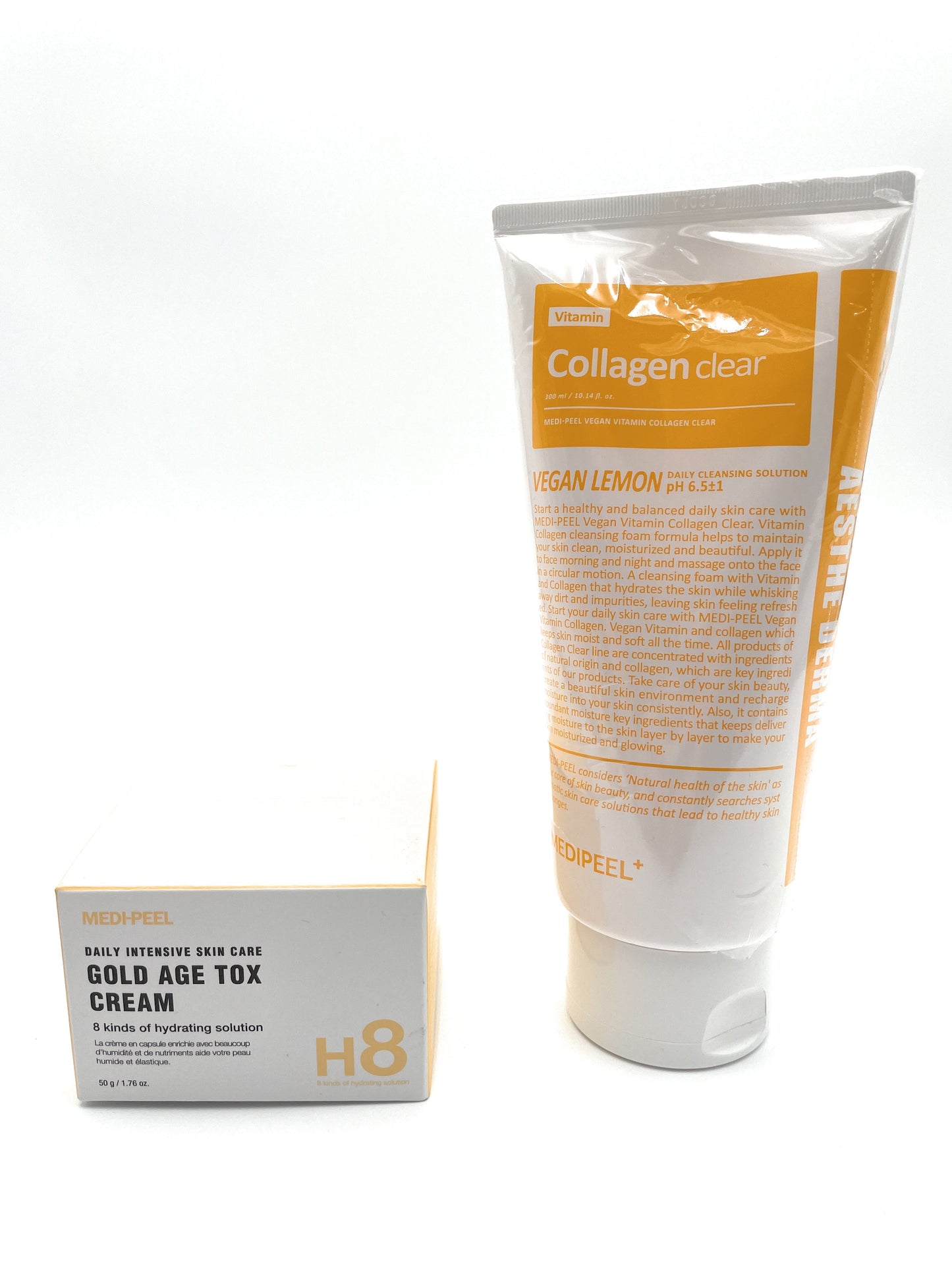 MEDI-PEEL Gold Age Tox H8 Cream & Vegan Vitamin Collagen Clear Cleanser Set 30+ years