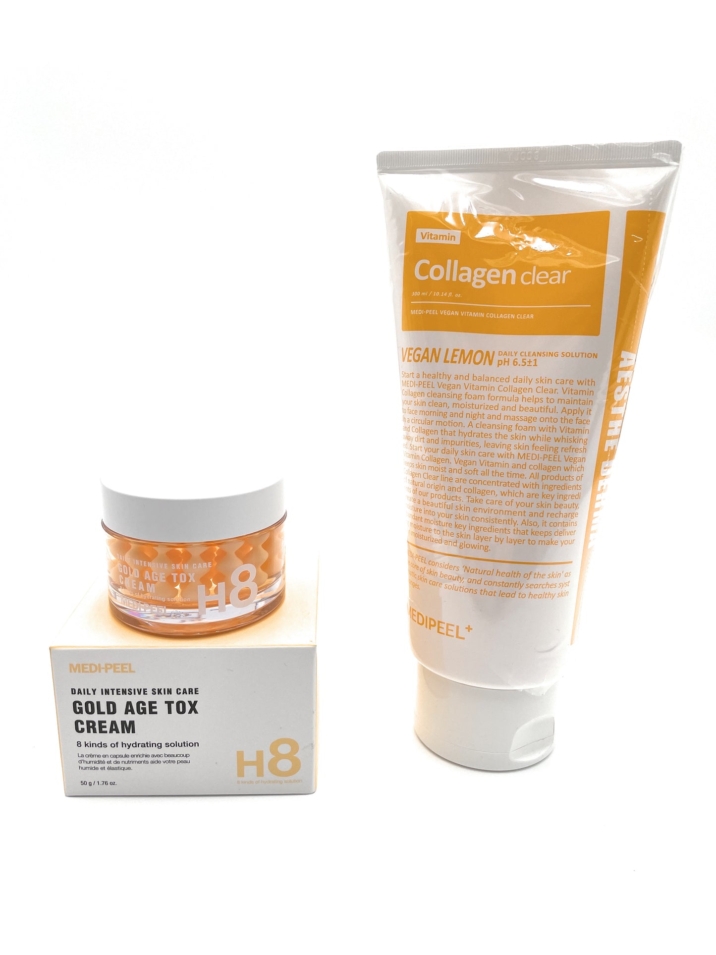 MEDI-PEEL Gold Age Tox H8 Cream & Vegan Vitamin Collagen Clear Cleanser Set 30+ years