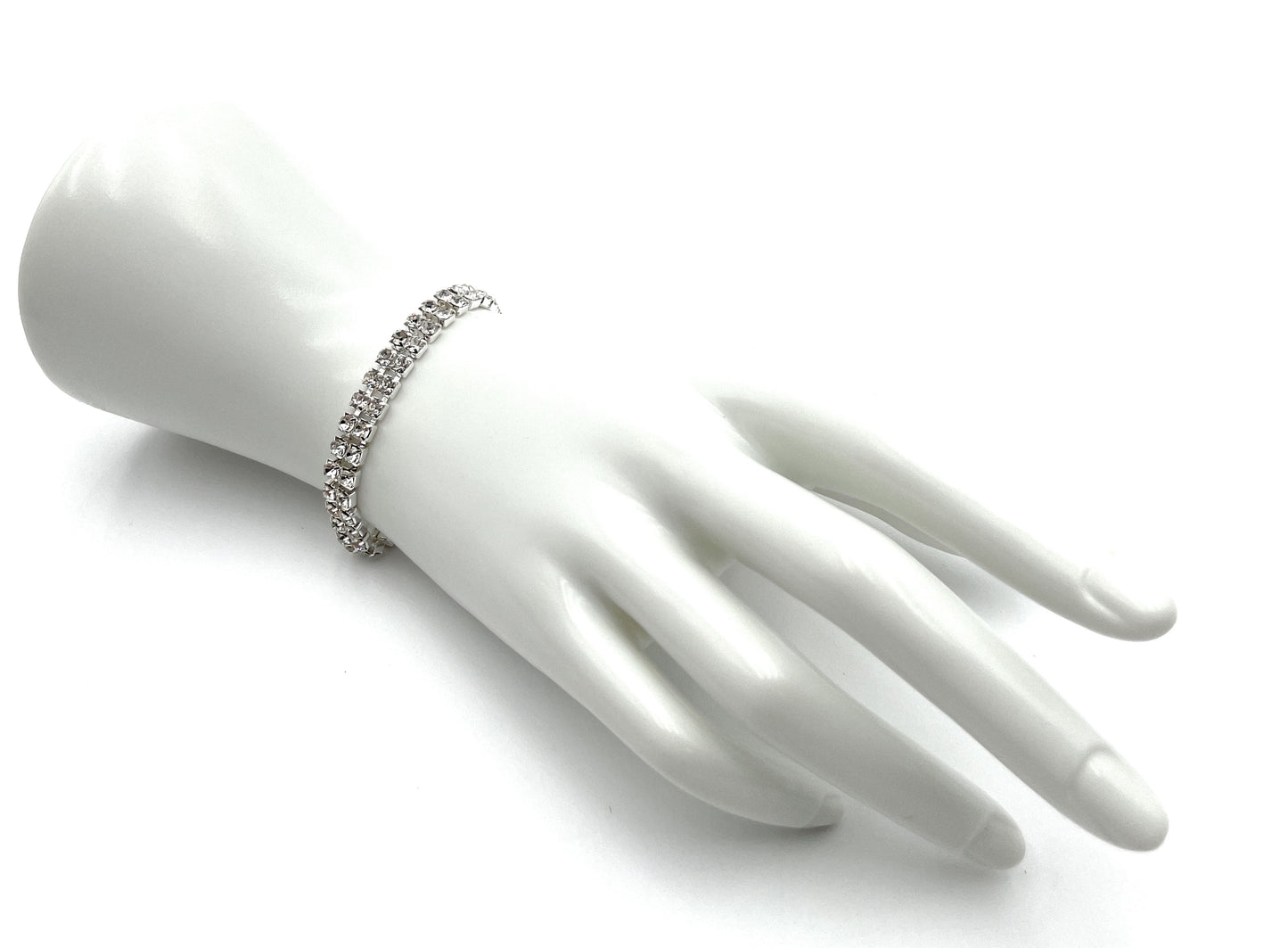 Rhinestone Banding Crystal White Mesh Bracelet