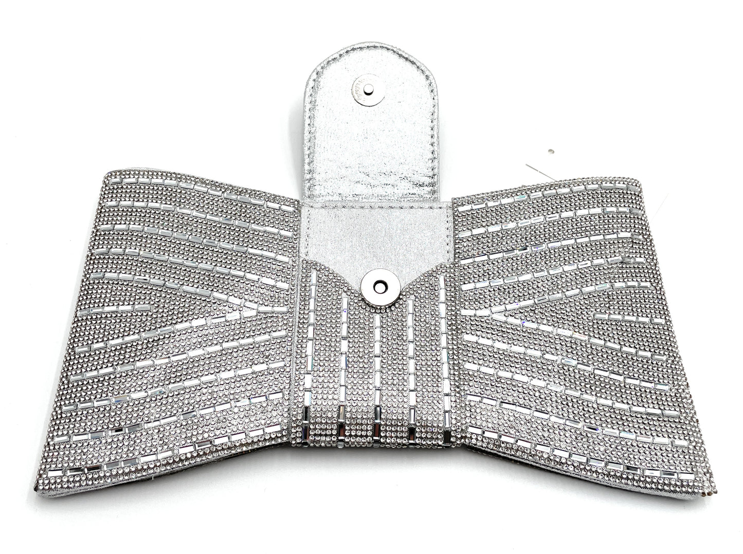 Evening Rhinestone Bar Pattern Bowtie Clutch Bag