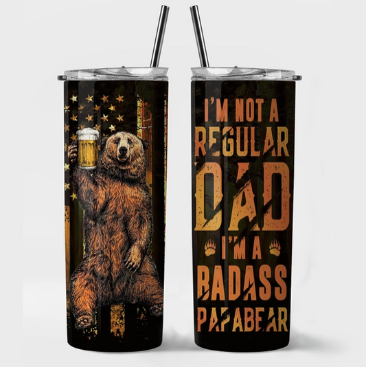 Dad Stainless Steel Tumblers 20 oz  Skinny w/Straw & Lid. Fathers Day Gift Ideas, Keep Dads Drinks Chilled!!