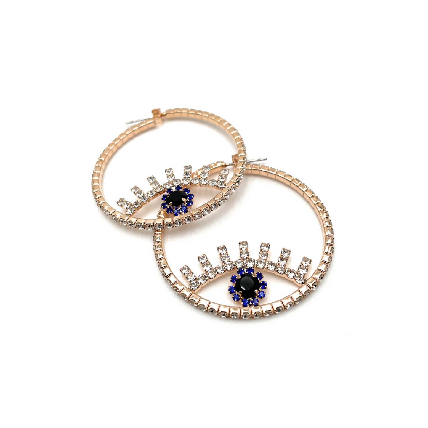 Evil Eye Hoop Rhinestone Earrings