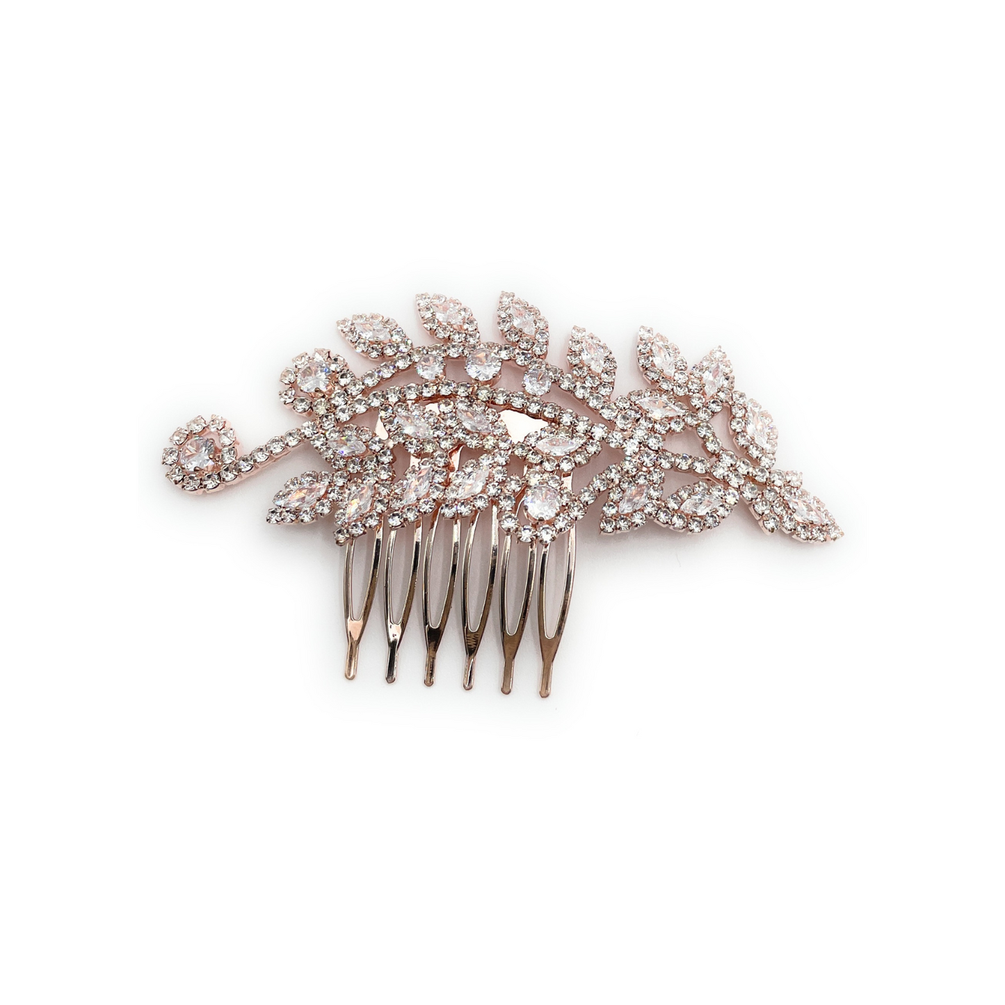 Leaf Pattern Crystal Hair Comb