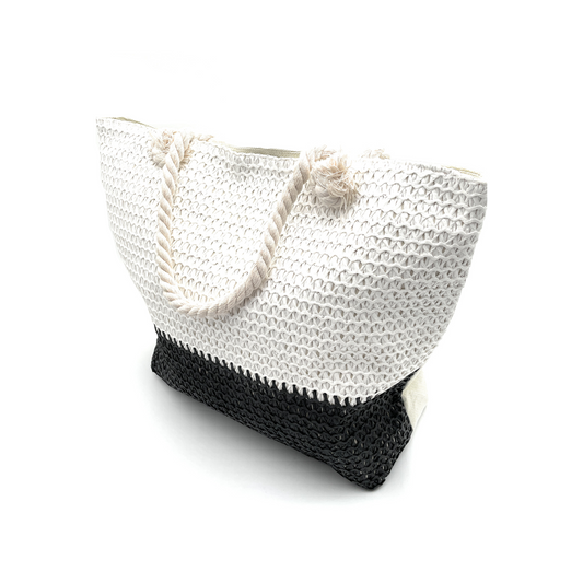 Beach Bag  Woven Two Tones Straw Toe Bag