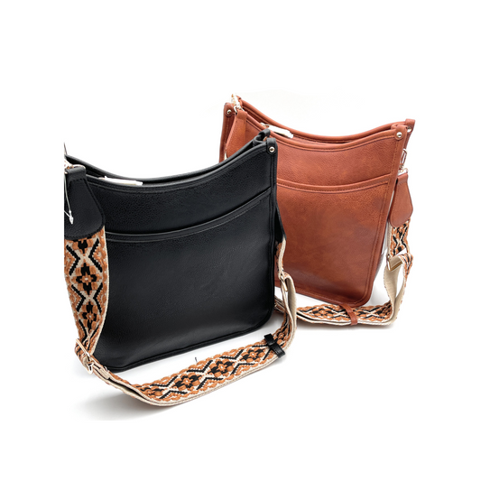 Guitar Strap Shoulder Curved Crossbody Bag with Pattern Strap