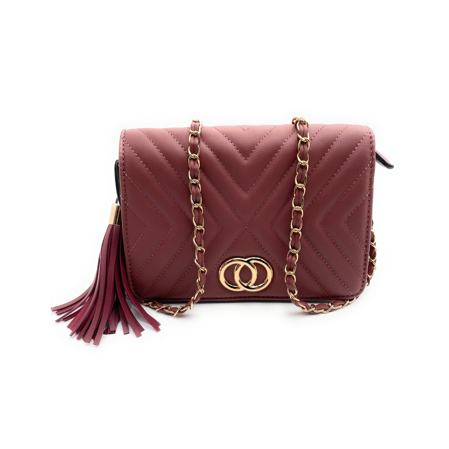 Pattern Stitching Tassel Bag with Circle Design